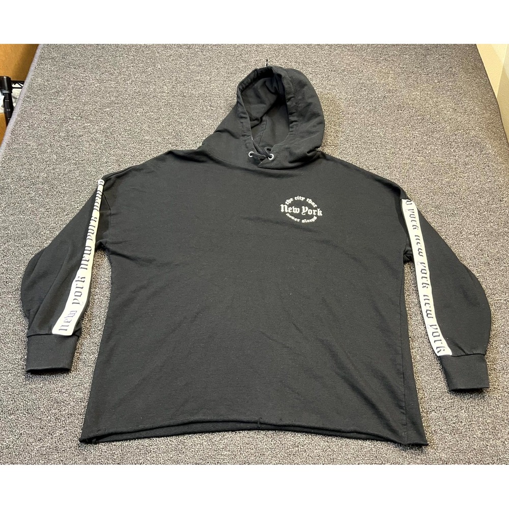 Divided H&M New York Hoodie Mens Medium Black Cotton Fleece Lined Winter Wear